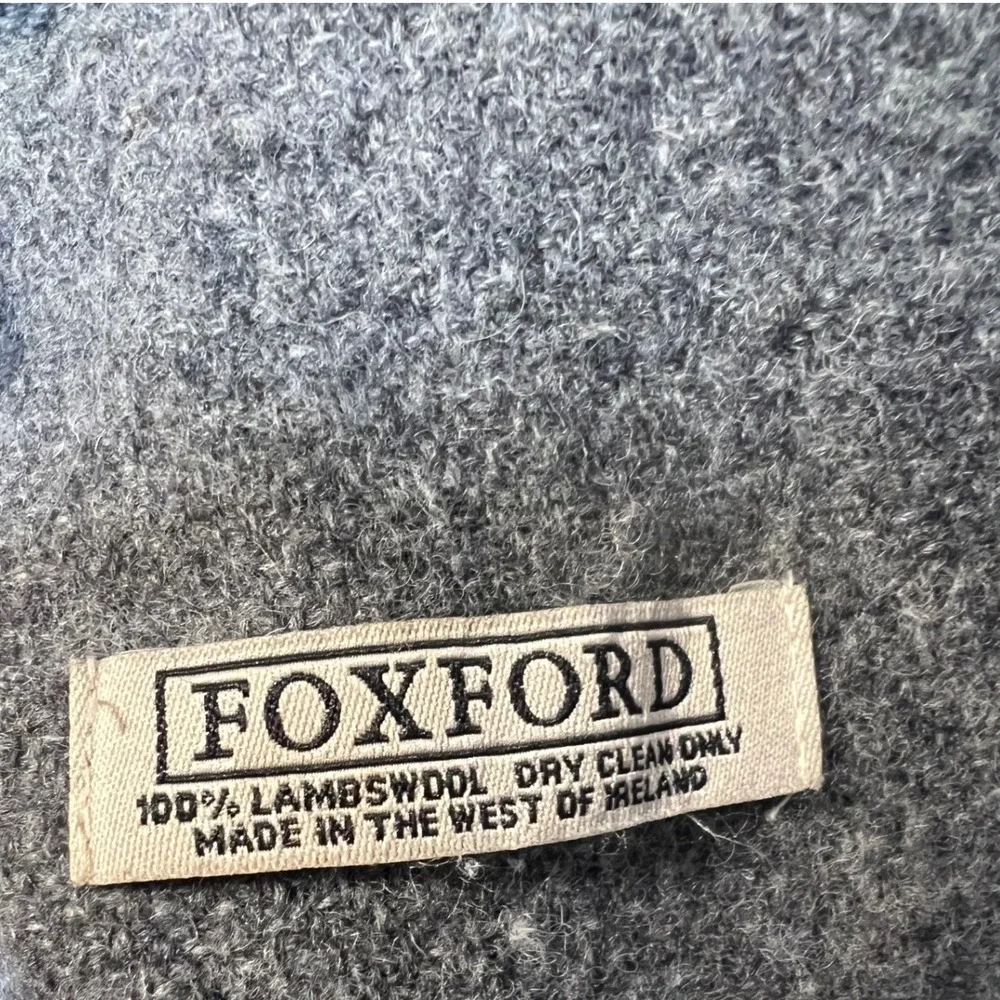 Foxford Grey Brown Herringbone 100% Lambswool Scarf Made in Ireland Fringed 2954